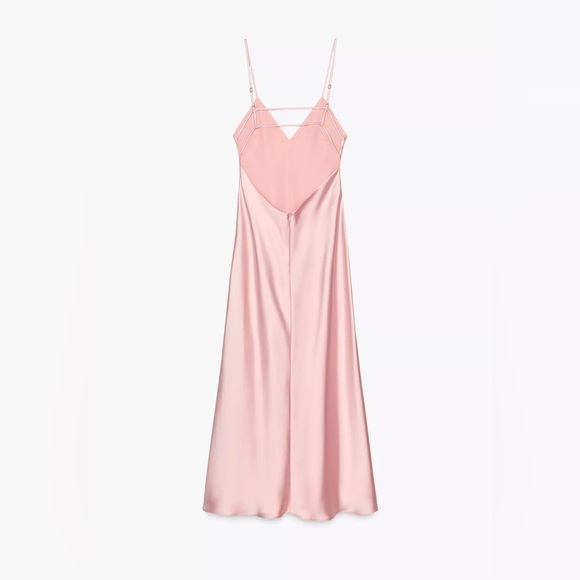 🔥🔥Zara Pink Satin midi Dress - Picture 6 of 6